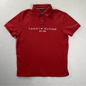 Tommy Hilfiger Polo Shirt Mens Small Regular Fit Stretch Embroidered Spell Out